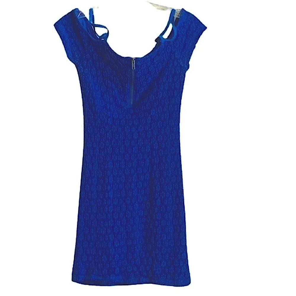 Silence + Noise Royal Blue Lace Knit Dress Cold Shoulder Sz Small
